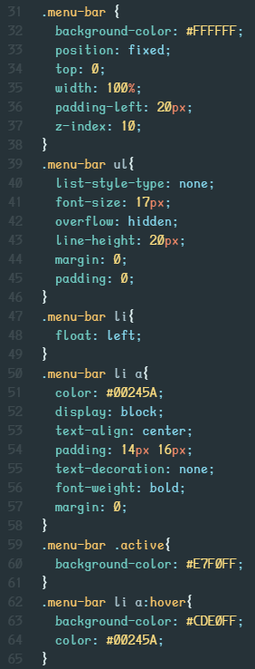 Basic Navigation Bar CSS